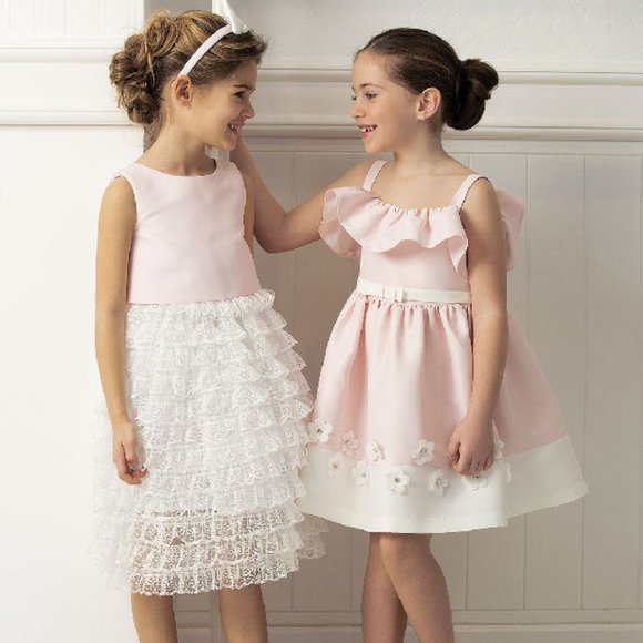 Princess Birthday 7/8 NEW Mama Luma Pink Ivory Lace Ruffles Girls Dress - Picture 3 of 3